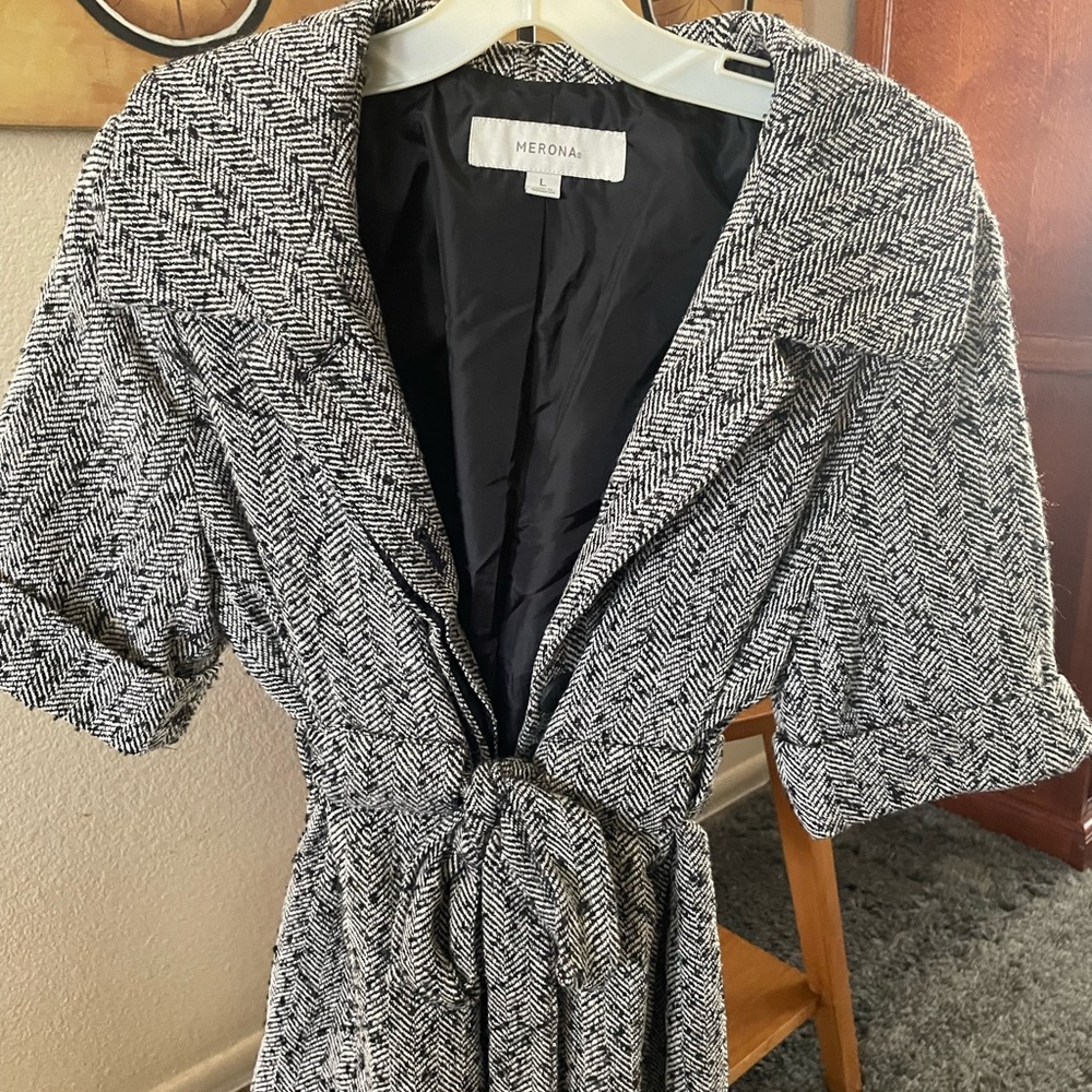 Marona, Grey-Black Patterned Jacket, Collared, Cu… - image 3